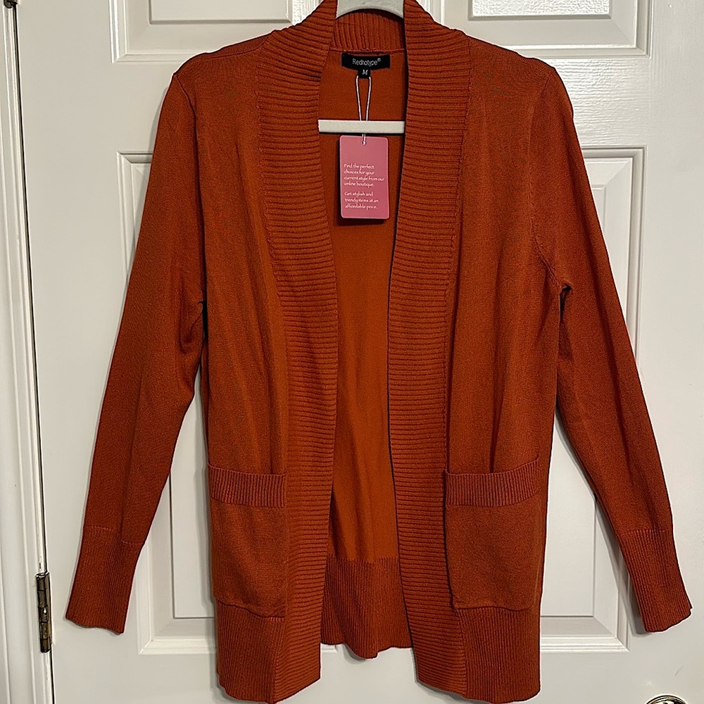 Orange Long Sleeved Cardigan NWT